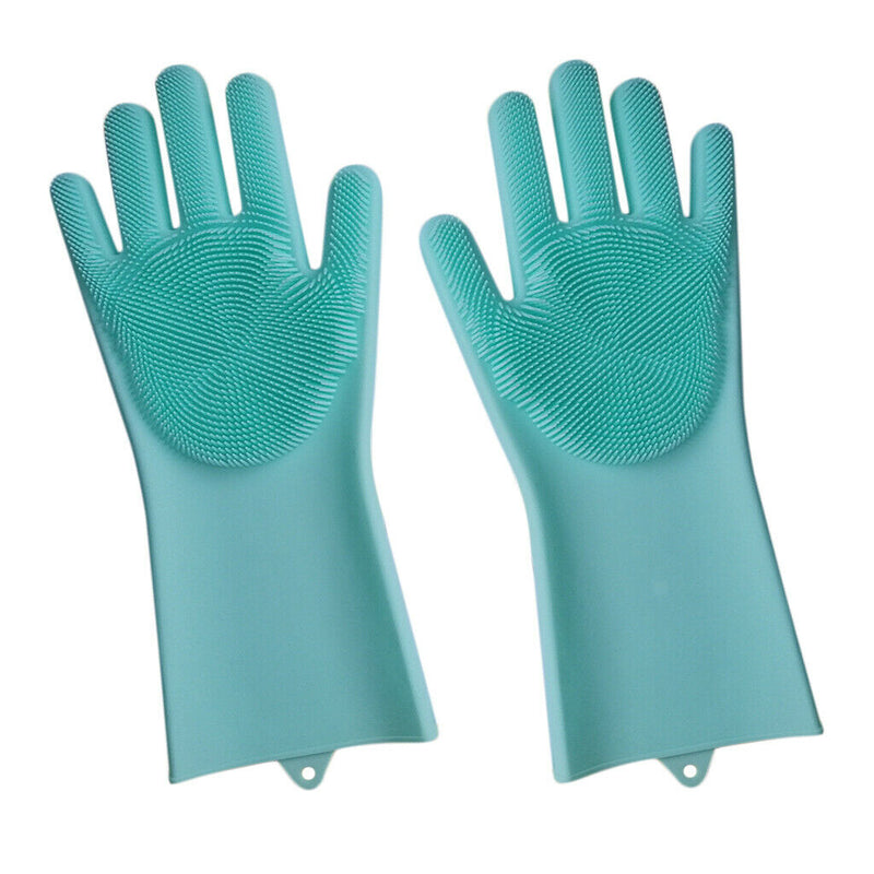 Silicone Cleaning Brush Scrubber Gloves for Household Pet Hair Care Blue