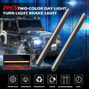 2x Dual Color Car LED Strips Amber Flowing Turn Signal Light White DRL Lamp