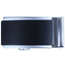 Men's Solid Buckle Automatic Ratchet Leather Belt Buckle Black + Silver2