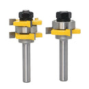 2pc Matched Tongue and Groove Router Bit Woodworking Cutter Tools 1/4" Tooth