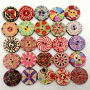 Pack of 100 Assorted Retro Style Flower Buttons-Wood Buttons Sewing Scrapbooking