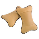 2pcs PU Leather Car Neck Pillow All Season Auto Neck Rest Universal (Beige)