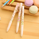 3x Retractable Ballpoint Pen 4 In 1 Black Blue Red Green Flower Multi Colour Pro