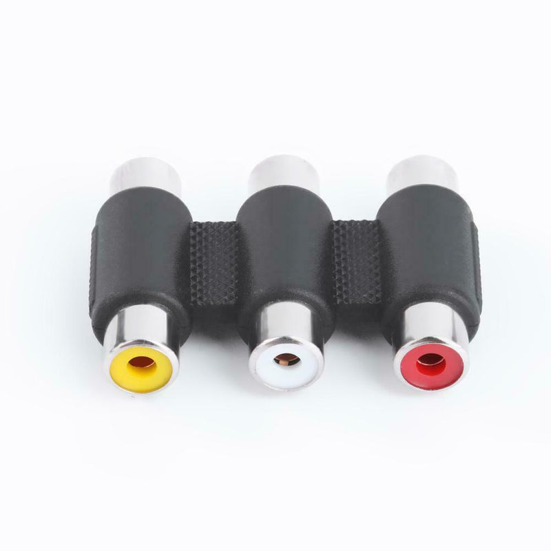 2pcs 3RCA Female to Female Coupler AV Video Audio Adapter Cable Connectors A