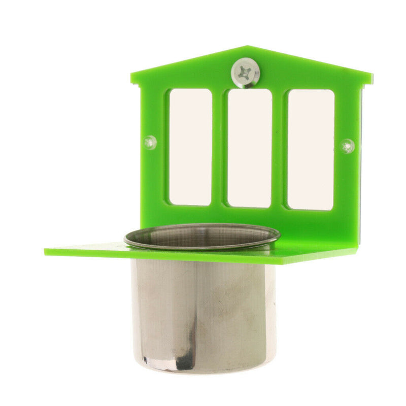Stainless Cup Pet Bird Cage Water Food Bowl Feeder Drinker Feeding Stand Cup