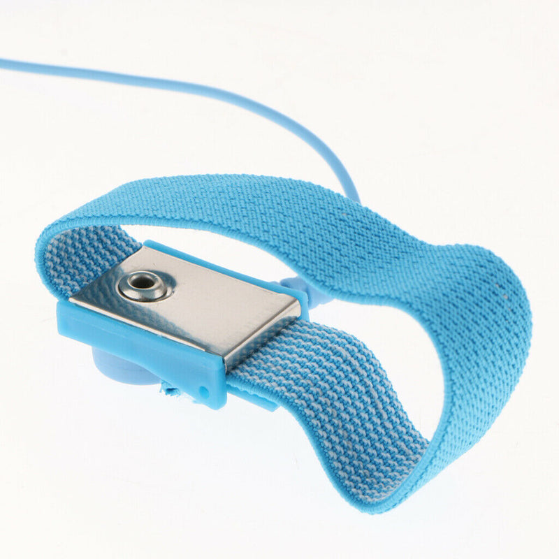 2Pcs Anti-Static Wrist Straps With Grounding Wire And Alligator Clip, Blue