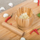 Pestle Grinding Bowl Set Bamboo Mortar And Pestle Pedestal Bowl Garlic Pot  C5N7