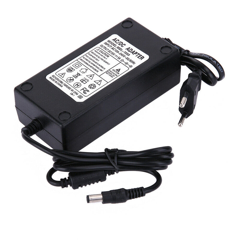 15V 5A AC to DC Power Adapter Dual Cable Converter Universal 5.5x2.1-2.5mm