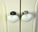 Heart Shaped Ceramic Door Drawer Bin Handle Pull Knob Hardware White 50mm L
