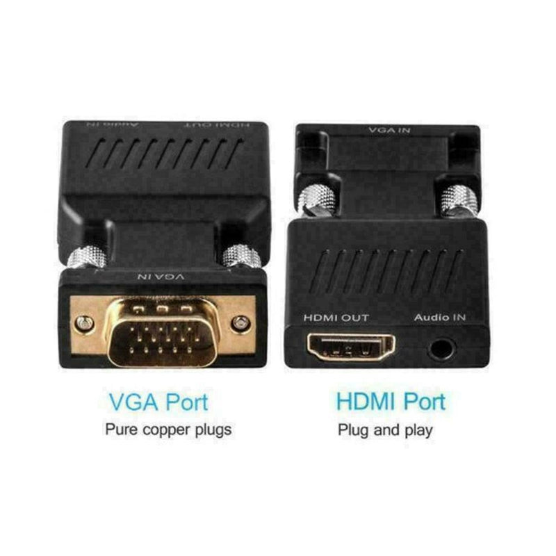 1xVGA to HDMI Adapter with Audio Male VGA to Female to Converter TV HDMI New