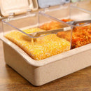 4 Grid Plastic Wheat Straw Flip Drawer Type Spice Jar Seasoning Storage Box