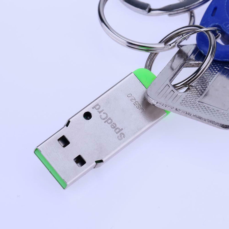 Mini Portable USB2.0 Port Metal Case Smart SD/TF Card for PC(Green)