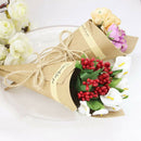 100Pcs/Set Retro Folding Kraft Paper Confetti Cone Bouquet With Ropes Weddi A5D9