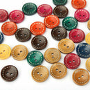 100PCS 19mm Mixed Colors Round Wood Buttons Stoving Varnish for Sewing DIY