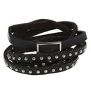 Unisex Punk Rock Multi-layer Rivet Stud Bracelet Bangle Wrap Cuff Black E8T1