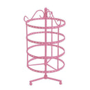 144 Holes 4 Tiers Round Rotatable Earrings Women Jewelry Stand Rack (Pink)