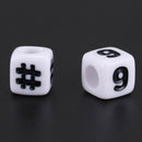 300 White Mixed Number & Symbol Cubic Beads 7x7mm(1/4 inchx1/4 inch) S6J4