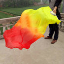 Beautiful Silk Three Color Gradient Flame Dance Fan Hand Folding Bamboo Fan