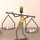 Metal Sculpture Candle Holder Decorative Candlestick for Christmas Decor-C