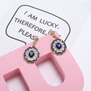 New Women Luxury Rhinestone Faux Sapphire Round Dangle Ear Stud Earrings Decor