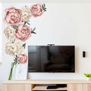 Pink Peony Flower Wall Stickers Romantic Home Decor for Bedroom Living RoomB Ew
