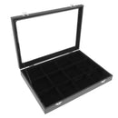 Jewelry Display Showcase with Transparent Glass Cover Black