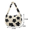 Female Plush Soft Fluffy Handbag Flower Printed Shoulder Bag Street Travel Purse