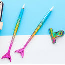 Mermaid Pen Gift Fish Pen Set Ballpoint Pens Blue Ink Case Gifts Pen for Ch L8X6