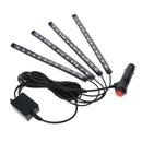 4 Pieces 12 LED Car Auto Strip Light Decorative Lamps Interior Multi-colour 22cm