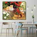 DIY Flower Cats Oil Painting By Numbers Kit Canvas Digital Wall Art Picture
