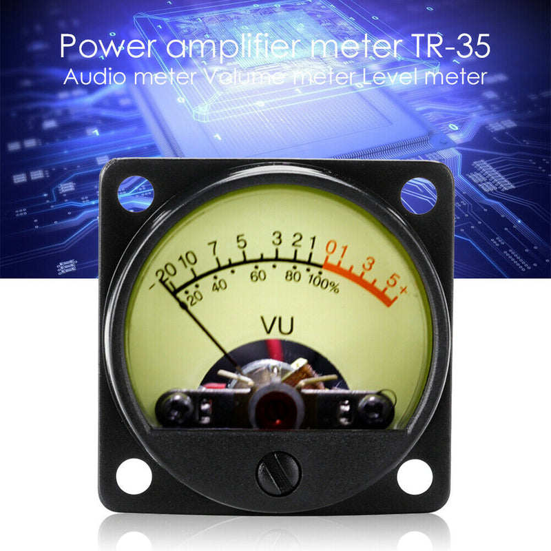 TR-35 VU Meter Power Amplifier DB Table Audio Level Head Meter w/Backlight