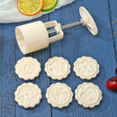 Flower Print Mooncake Mold Round Hand Press Cake Decor Festival Baking Tool
