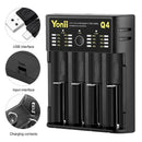 2X(18650 Charger 4 Slot Usb 21700 Aa Aaa 26650 Smart Lithium Battery Nimh B