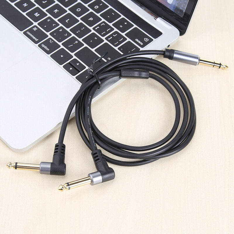 6.35mm Stereo Male to Dual Right Angle 6.35mm Male Y Splitter Cable 59 inch