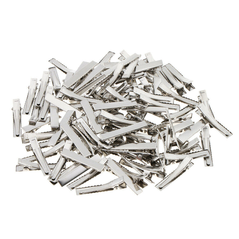 100x Crocodile Metal Hair Clips Teeth Prong DIY Hairbow Duckbill Barrette
