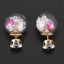 Korean Fashion Women Lady Elegant Rose Glass Ball Flower Rhinestone Stud Ea