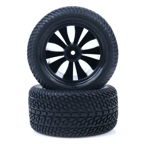 2pcs/set Rubber Pneus Racing Car Tyre Tires & Plastic Hubs Wheel RimsFT