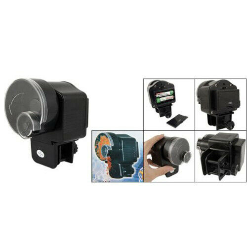 Battery Powered Time Settable Automatic Fish Feeder Black for Aquarium