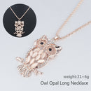 Cute Women's Jewelry Crystal Rhinestone Owl Pendant Necklace Sweater Chain