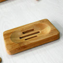 Natural Bamboo Wood Soap Dish Storage Holder Bath Shower Plate Bathroom P0R F0U0