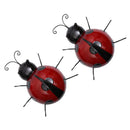 Hanging Metal Garden Red Black Spotted Ladybugs - Set of 2 - 10cm