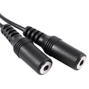28cm 3.5mm Female to Dual Jack Female Y Splitter Stereo Audio Cable Black