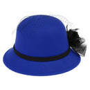 Blue Women Dress Church Wedding Wide Brim Straw Beach Winter Autumn Hat