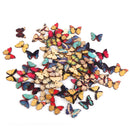 100 ASSORTED COLORS BUTTERFLY SHAPED WOODEN BUTTONS FLATBACK 2 HOLES 28x21mm