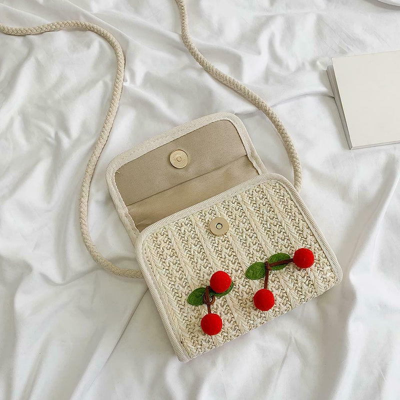 Summer Cherry Straw Messenger Bags Women Handbags Crossbody Shoulder Bag A