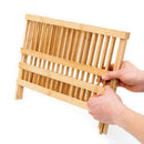 Wooden Dish Rack Plate Rack Collapsible Compact Wood Tableware Holder Rack