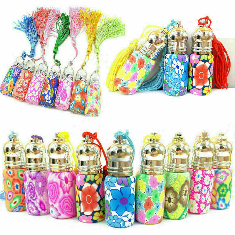 1pc 6ml Empty Glass Perfume Essential Oil Bottle Roll Flower On Roller Rand N0S5