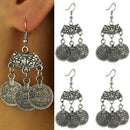 Bohemian Coin Hippie Tibetan Tribal Dangle Hook Earrings Coin Ear Stud JewelryJR
