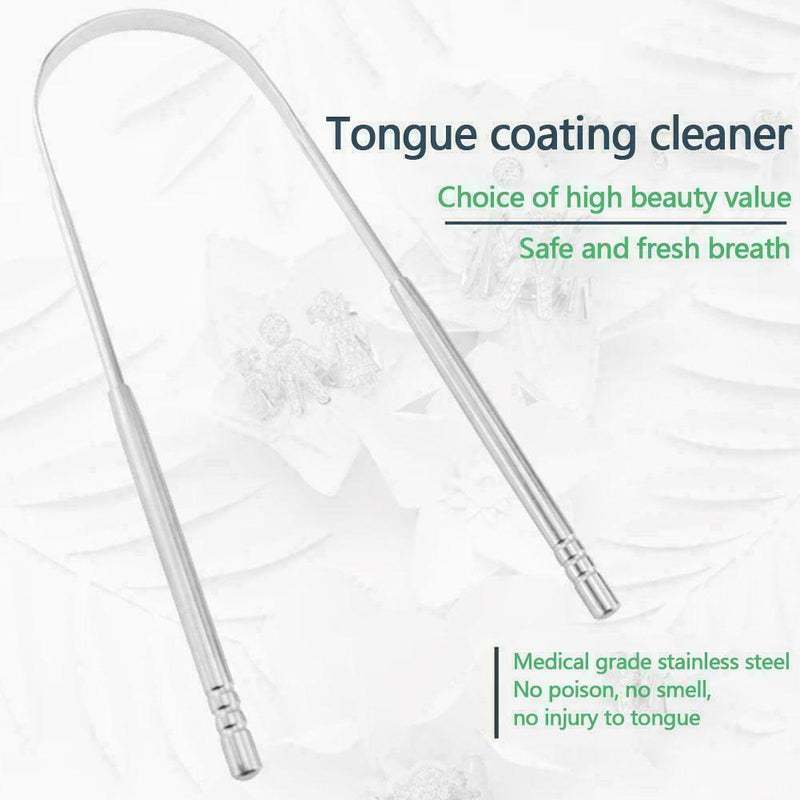 Stainless Steel Tongue Scraper Cleaner Fresh Breath Tool Coated Cleaning Z2C0