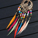4X(Long Tassel Fashion Feather Style Ethnic Boho Big Pendant Statement EarrY7C1)
